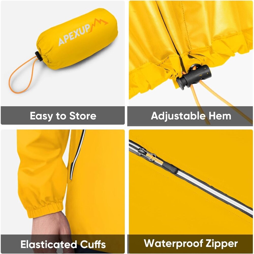 Packable Rain Jacket Men with Reflective Zipper, … - image 6